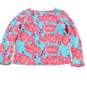 Play condition Lilly Pulitzer Girls size 4 Flamingo Print Knit Top Blue Pink